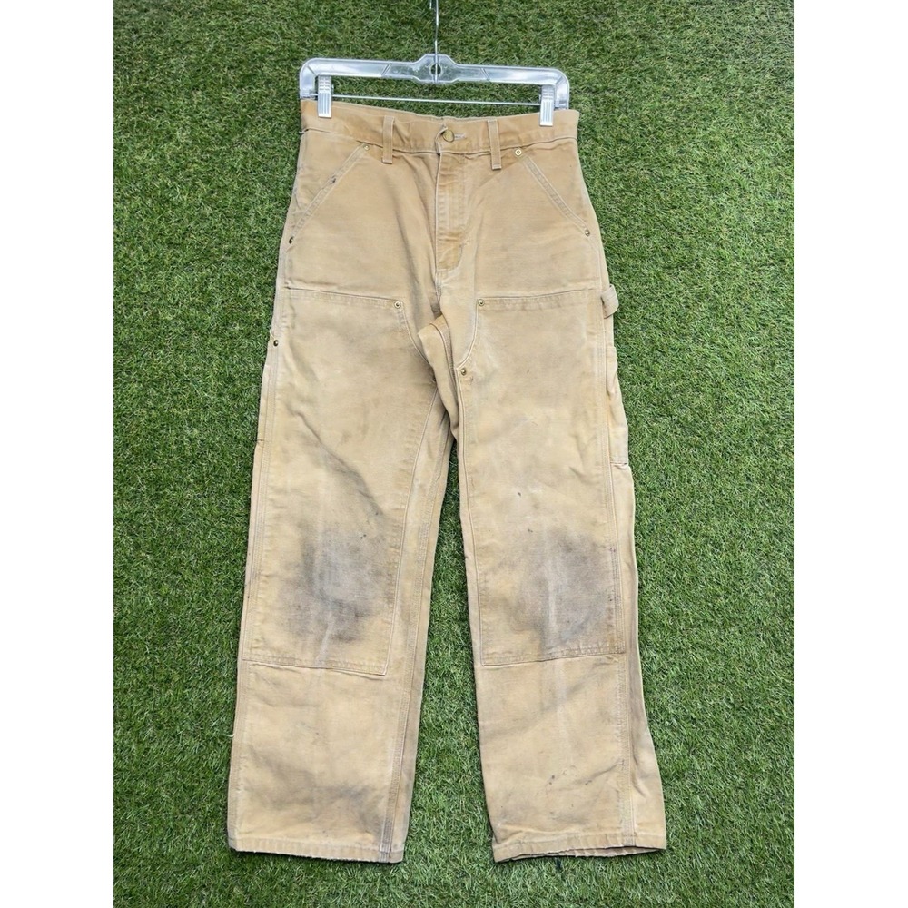 Carhartt Double Knee Pants Mens 30x30 Distressed Workwear Carpenter B01 BRN